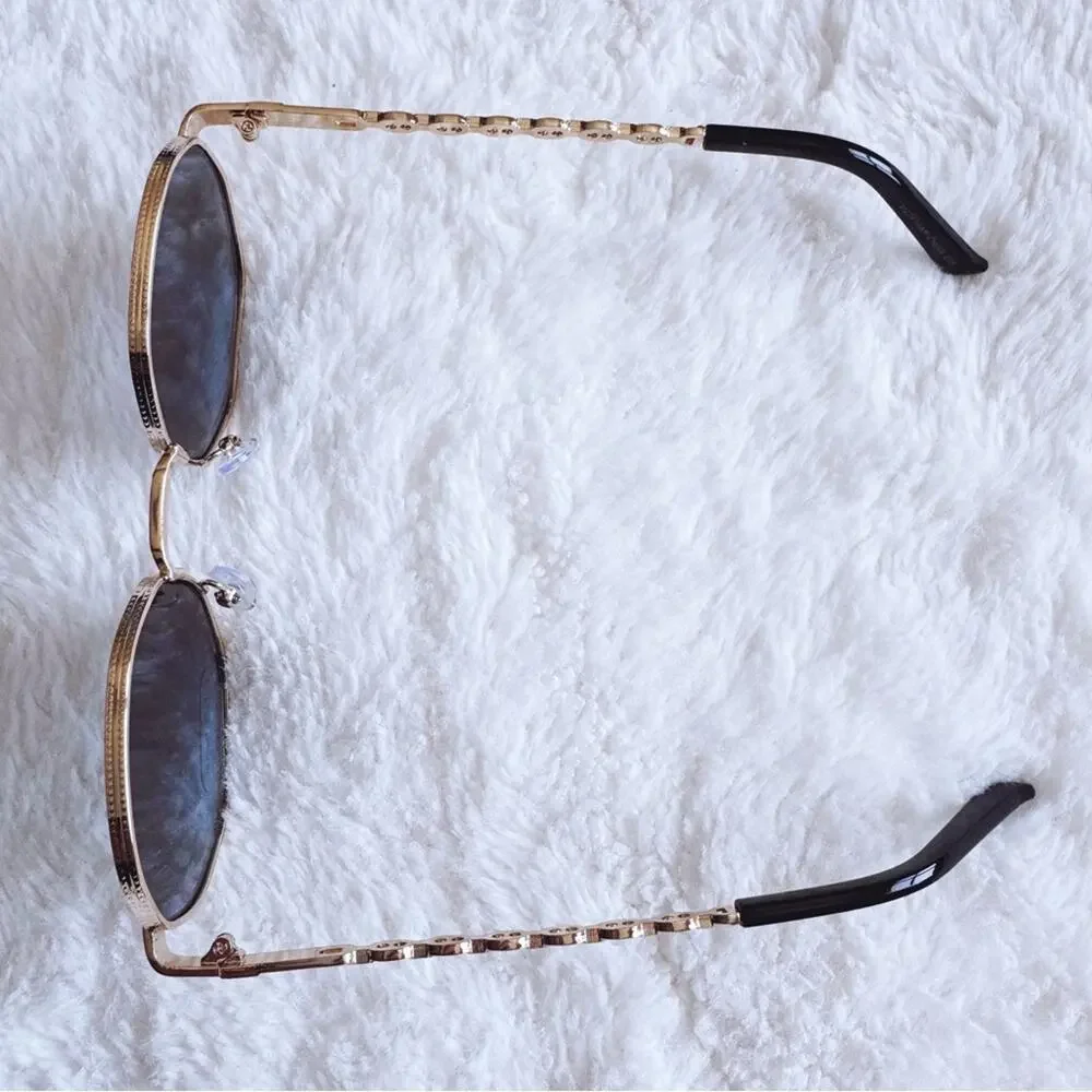Phoebe Dark Blue Geometric Sunglasses